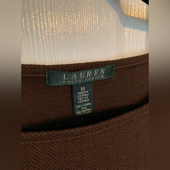 Lauren by Ralph Lauren brown herringbone belted dress - Picture 3 of 12